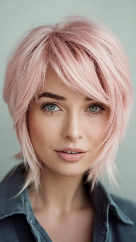 Blush-Toned Chic: Soft Rose Gold Bob Hairstyle