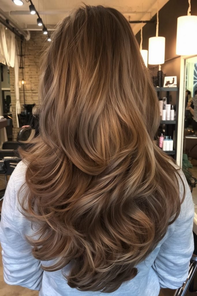 Caramel-Toned Layered Brunette Hair