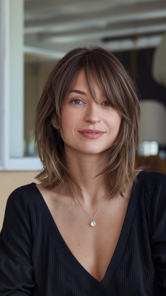 Chic Textured Bob with Bangs