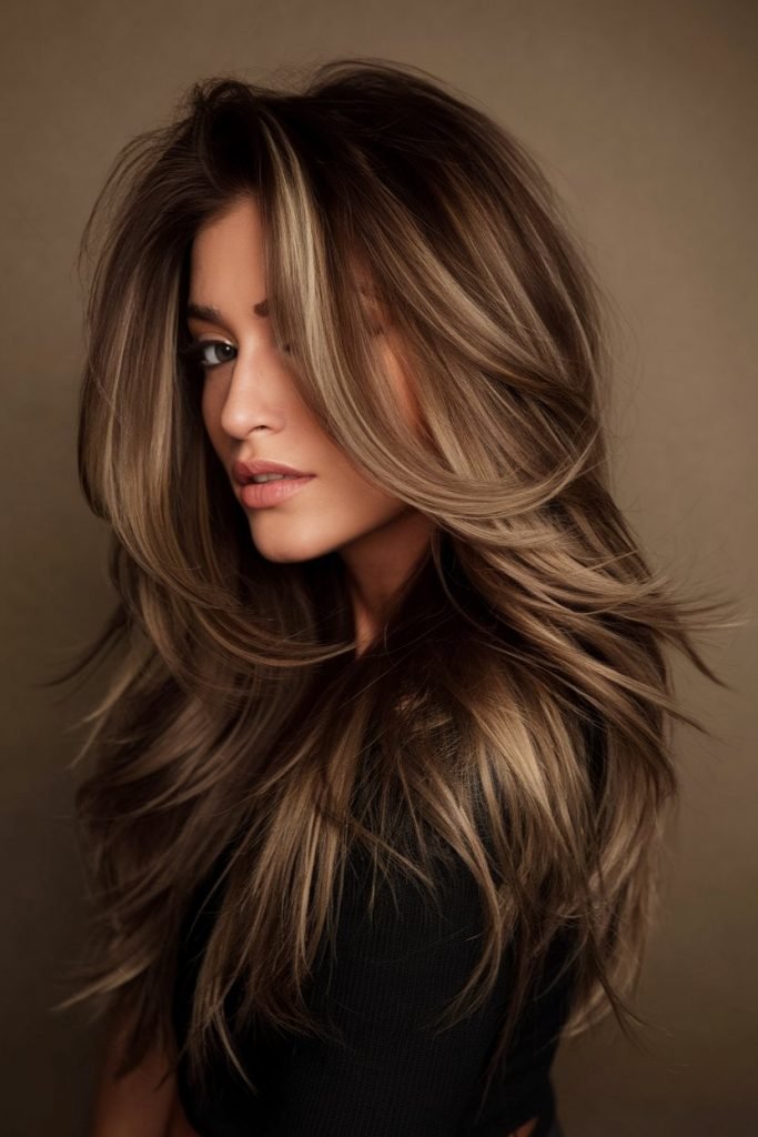 Chocolate Brown with Face-Framing Highlights