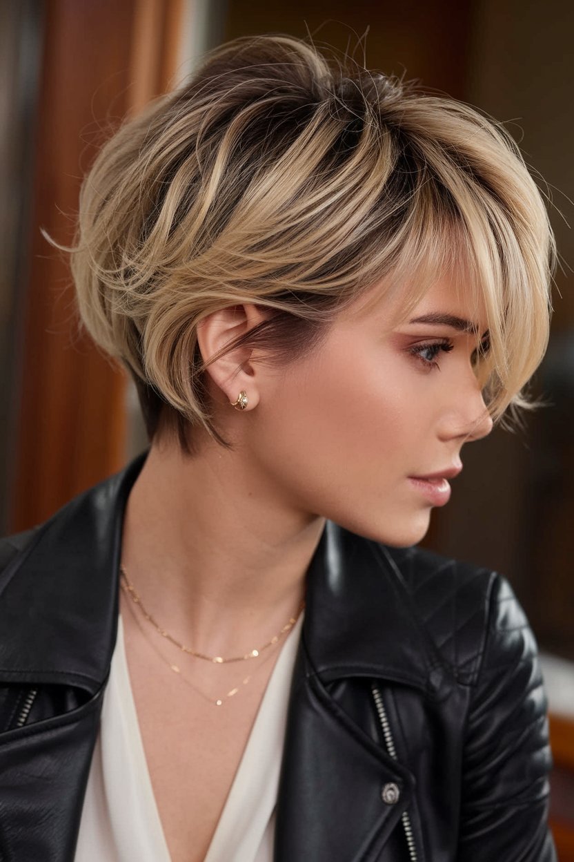 Classic Pixie with Layered Bangs