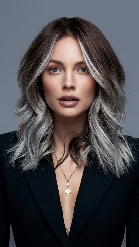 Cool Brunette with Platinum Highlights