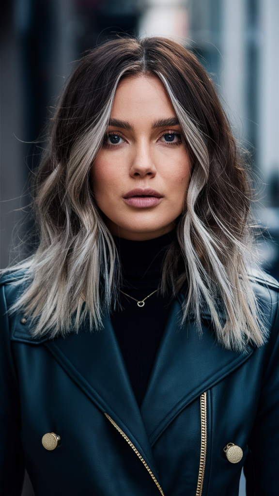 Cool Brunette with Platinum Highlights