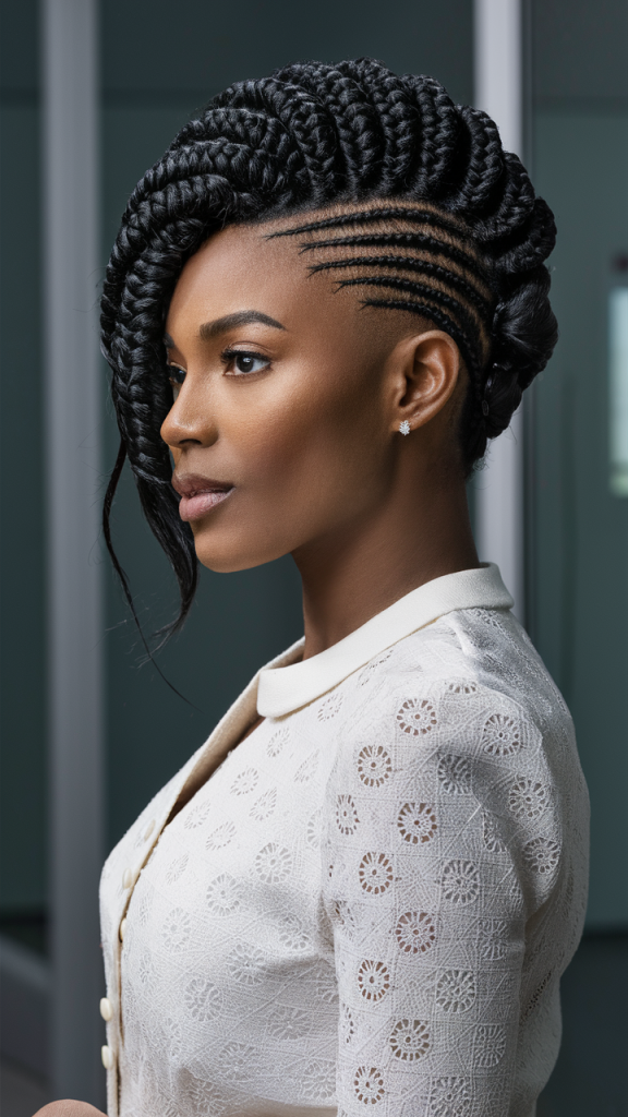 Cornrowed Crown with Mini Twists