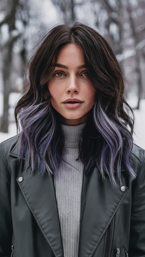 Dark Brunette with Smoky Lavender Balayage