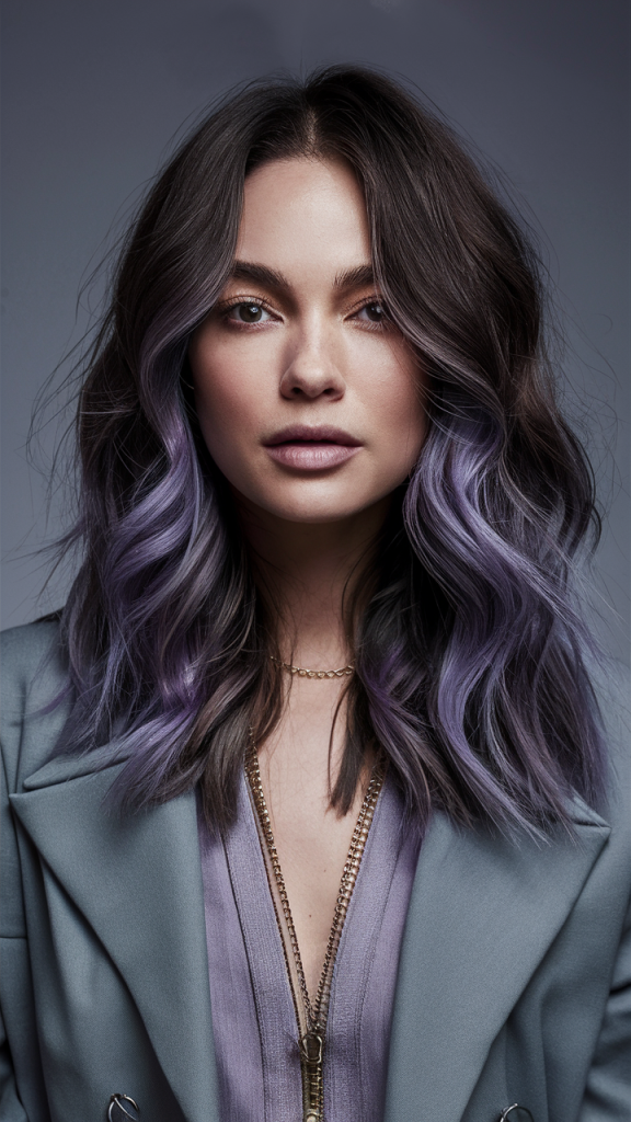 Dark Brunette with Smoky Lavender Balayage