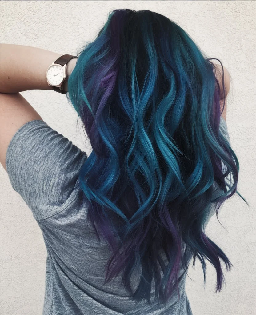 Deep Ocean Blue Hair Color