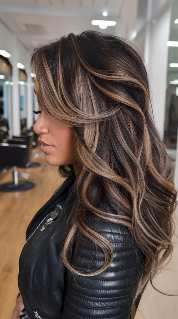 Dimensional Brunette with Honey Highlights