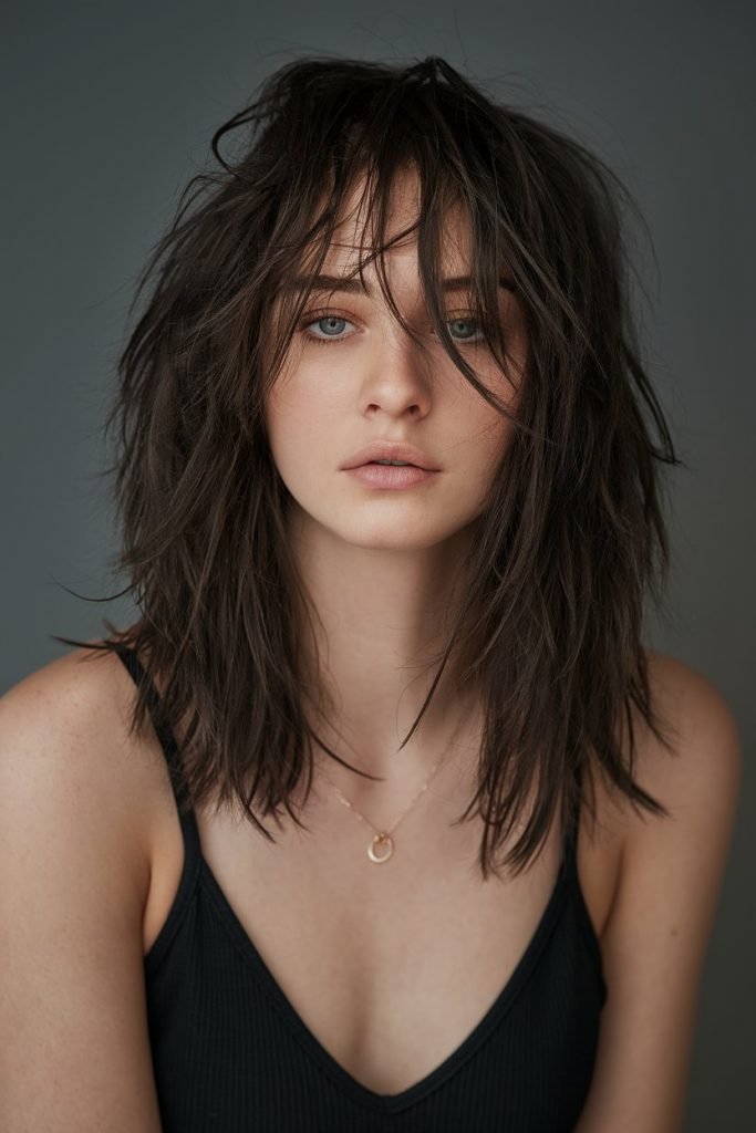 Jet Black Layered Hairstyle