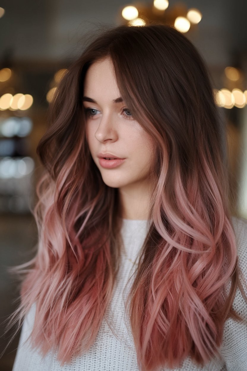 Dusty Rose Ombre Waves