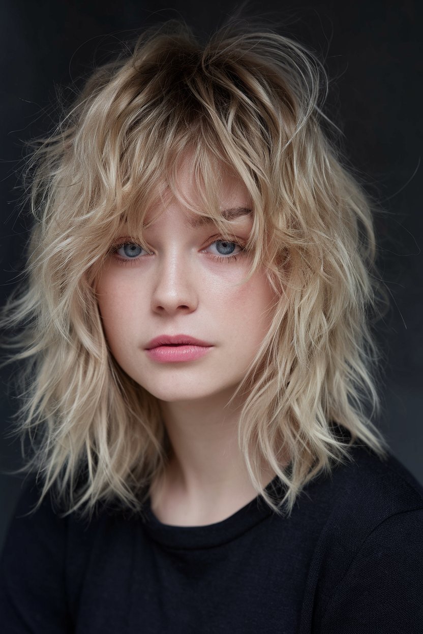 Effortless Tousled Layers with Curtain Bangs