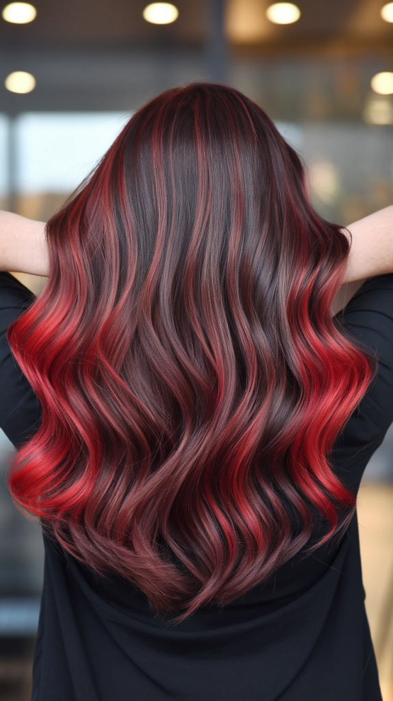 Fiery Red Ombre Hair Color