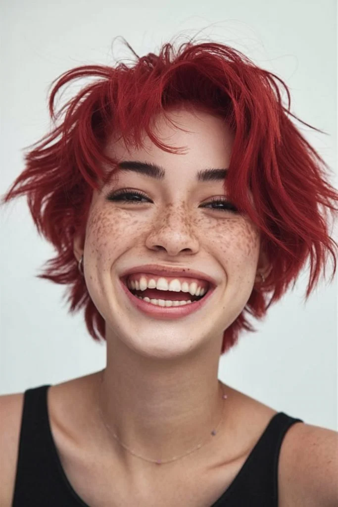 Fiery Scarlet Pixie Cut
