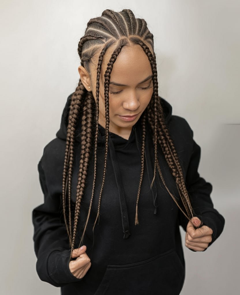 Flowing Front-Focused Twist Braids