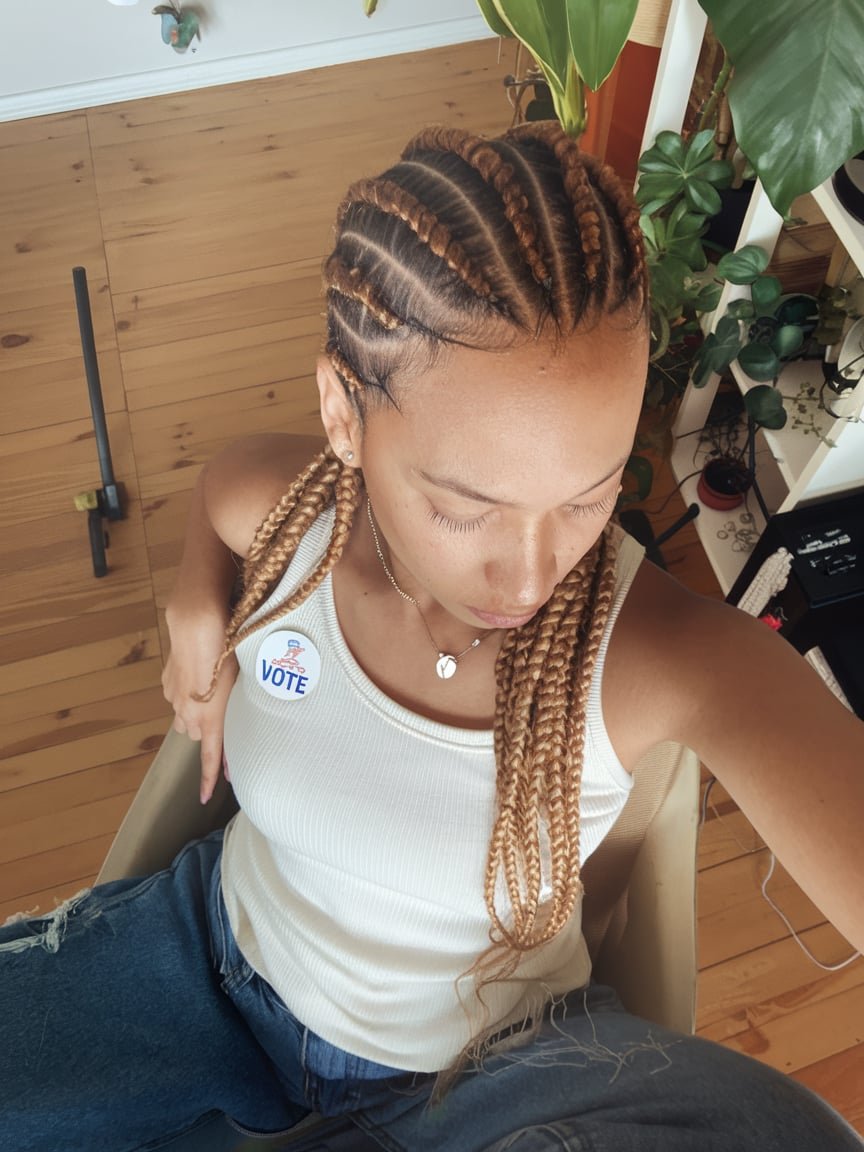 Golden Ombre Cornrow Twist Braids