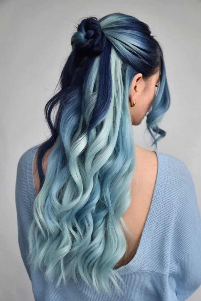 Ice Blue Half-Up Waves