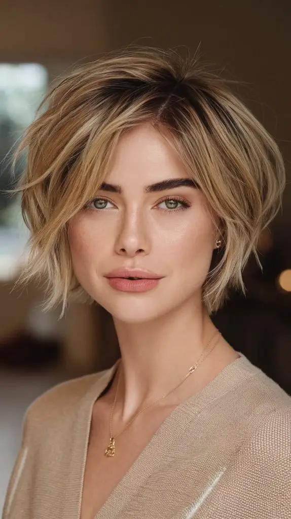 Icy Blonde Bob with Shadow Roots