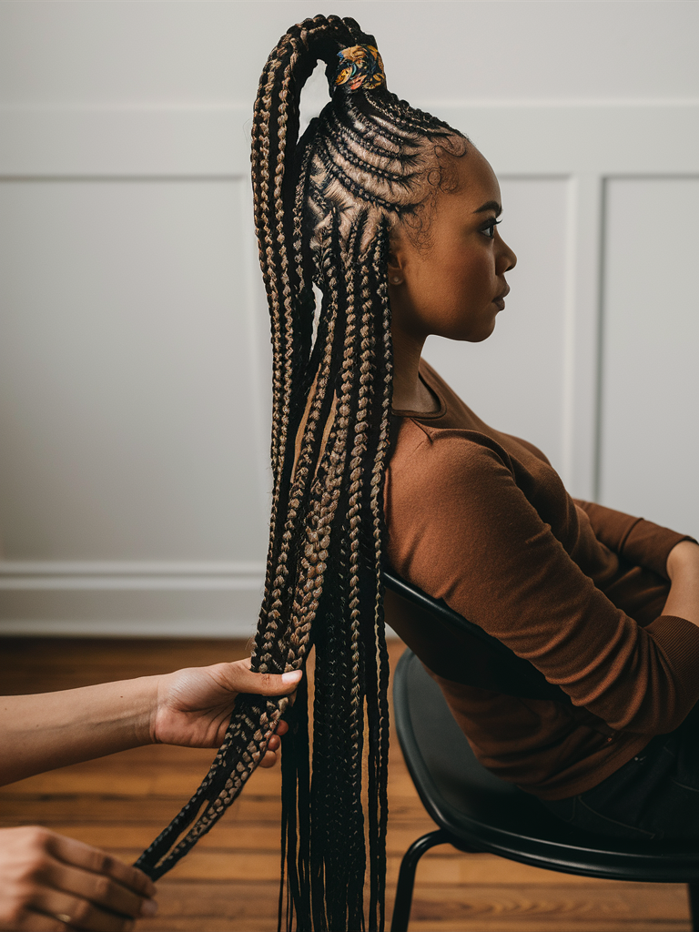 Heart-Shaped Cornrows with Curls