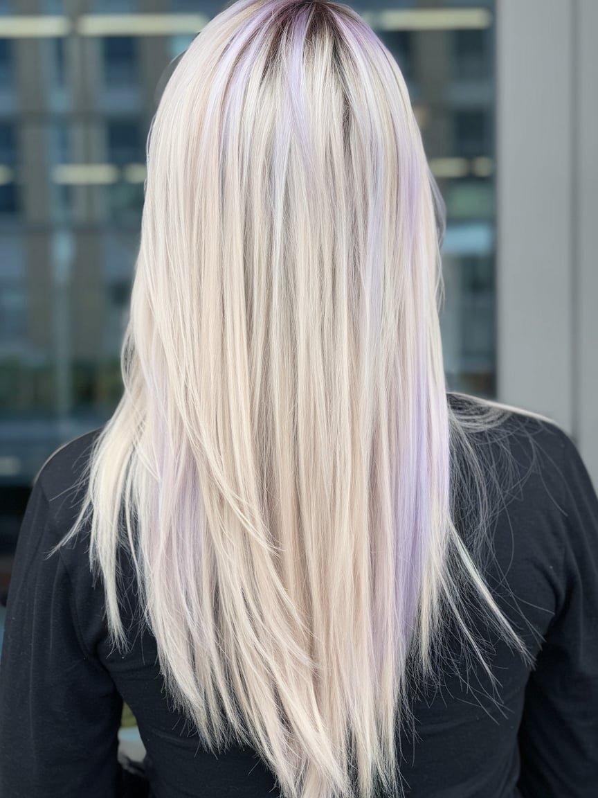 Lavender-Tinted Platinum Hair Color