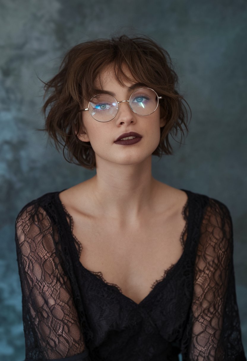 Layered Bob with Bangs and Glasses