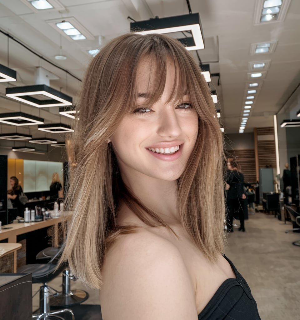 Layered Lob with Side-Swept Bangs