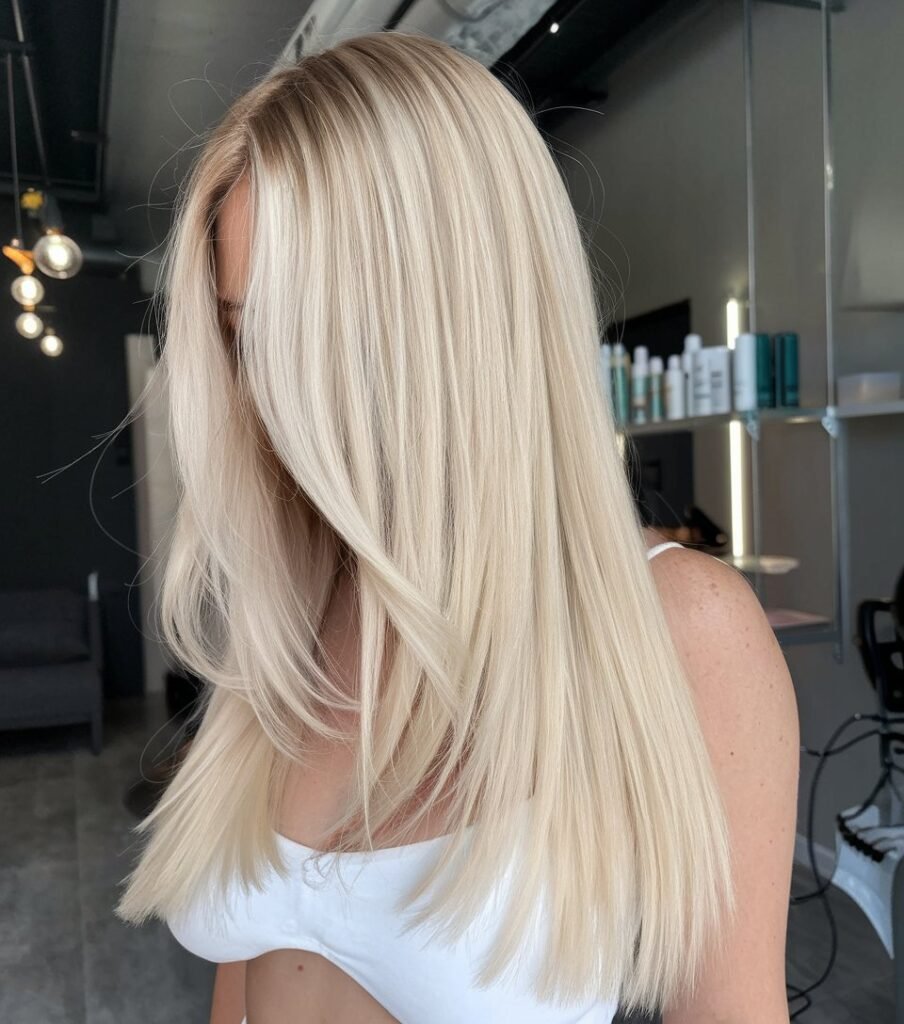 Long, Sleek Platinum Hair