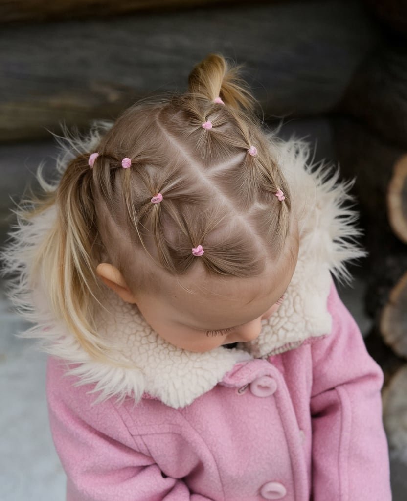 Mini Ponytail Grid with Pastel Elastics