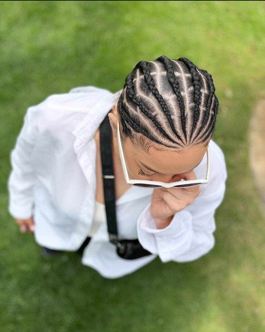 Minimalist Cornrows with a Chic Updo
