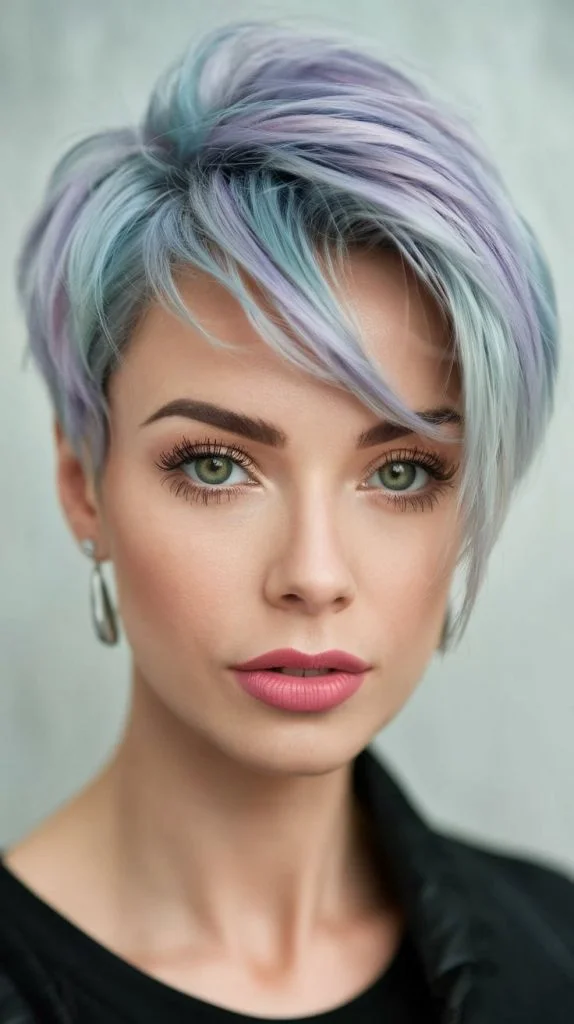 Pastel Perfection: Icy Lavender Pixie Cut