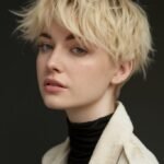 Platinum Blonde Shaggy Pixie with Soft Fringe