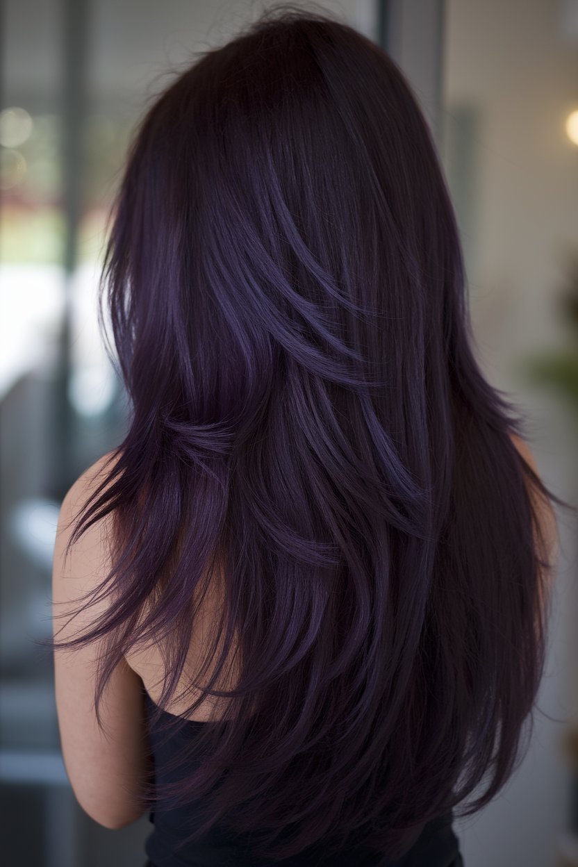 Rich Plum Layers Hairstyle