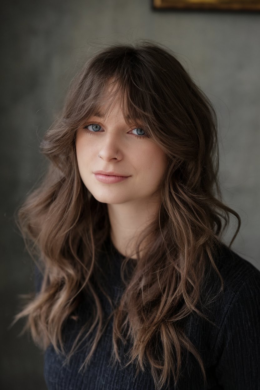 Sandy Brown Texture with Bangs