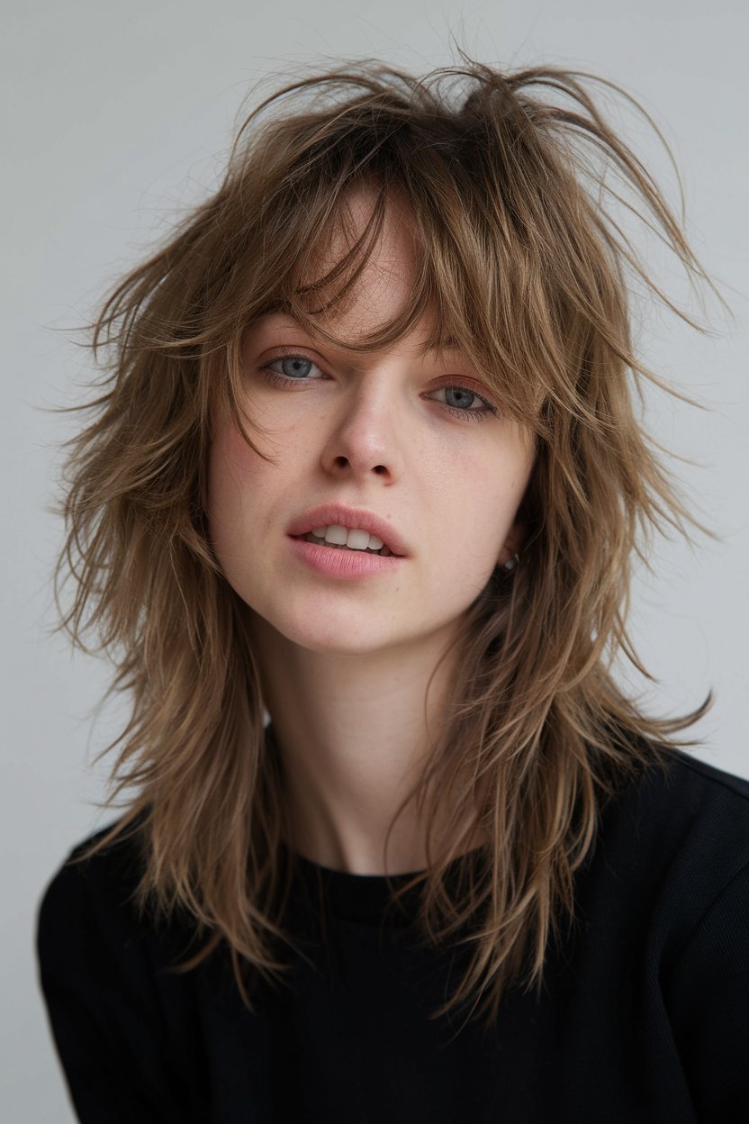 Shaggy Chic with Wispy Bangs