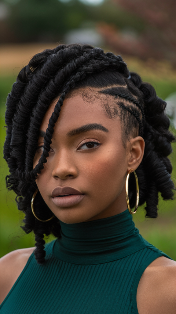 Side-Parted Twists with Natural Curls