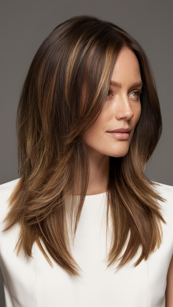 Sleek Brown Layers with Subtle Ombre