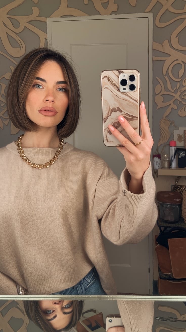 Sleek, Center-Parted Lob Hairstyle