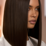 Sleek Espresso Brown with a Middle Part