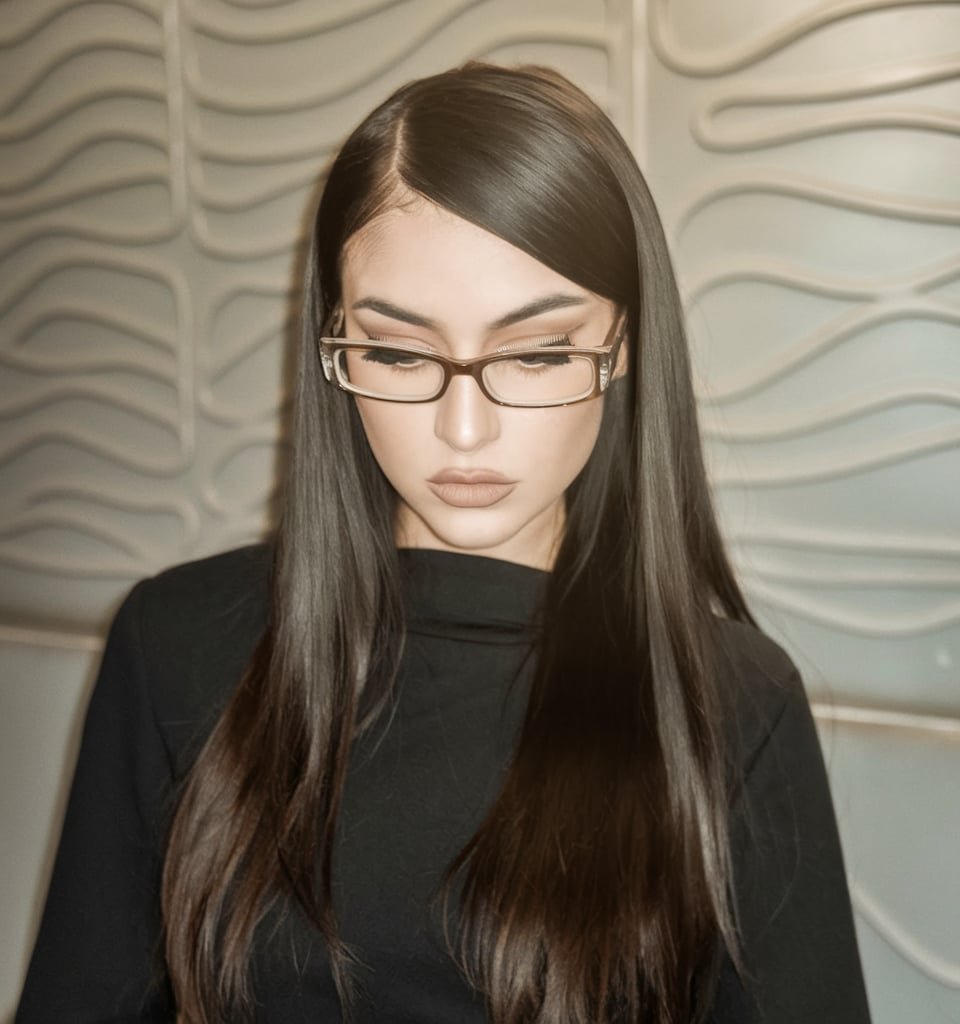 Sleek Straight Hair with Side Part