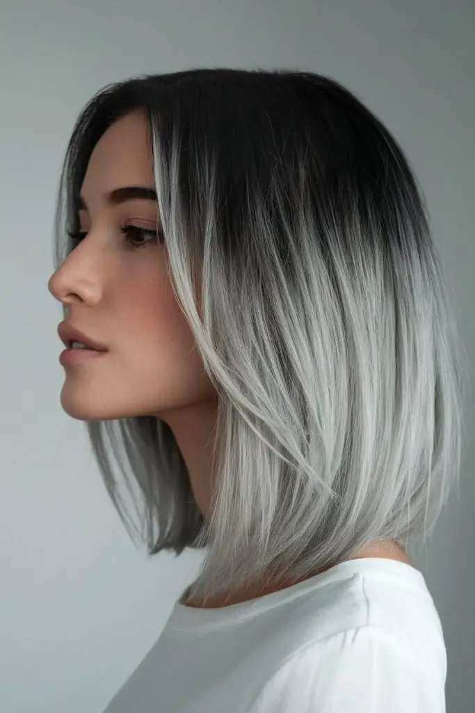 Smoky Silver Balayage Bob