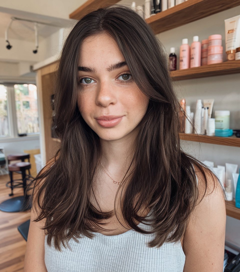 Soft Brunette Layers with Natural Shine