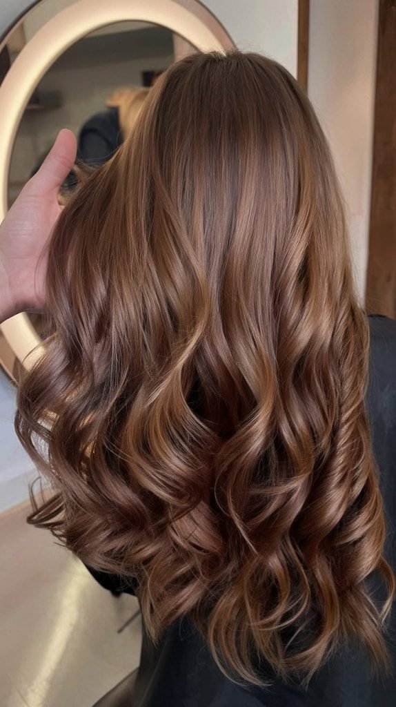 Soft Caramel Highlights on Deep Brown Hair