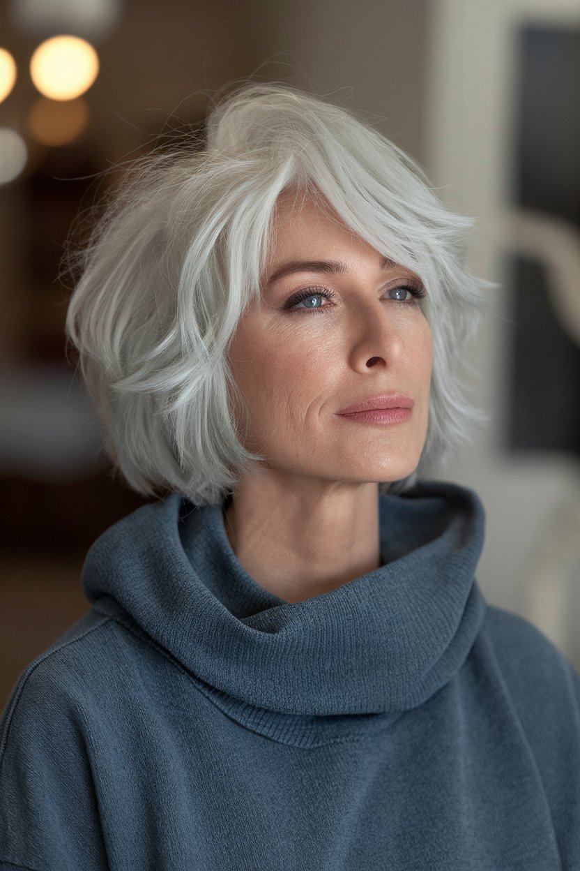 Sophisticated Icy White Bob