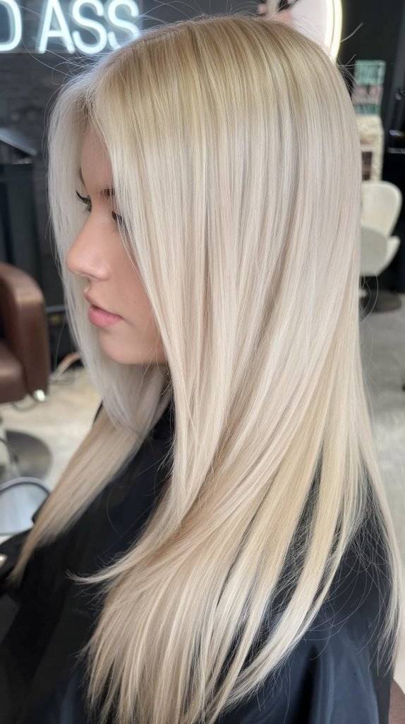 Straight and Sleek Blonde Perfection