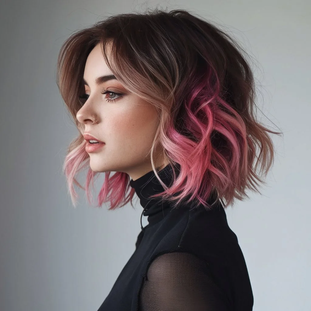 Subtle Ombre: Dark Roots with Blush Ends
