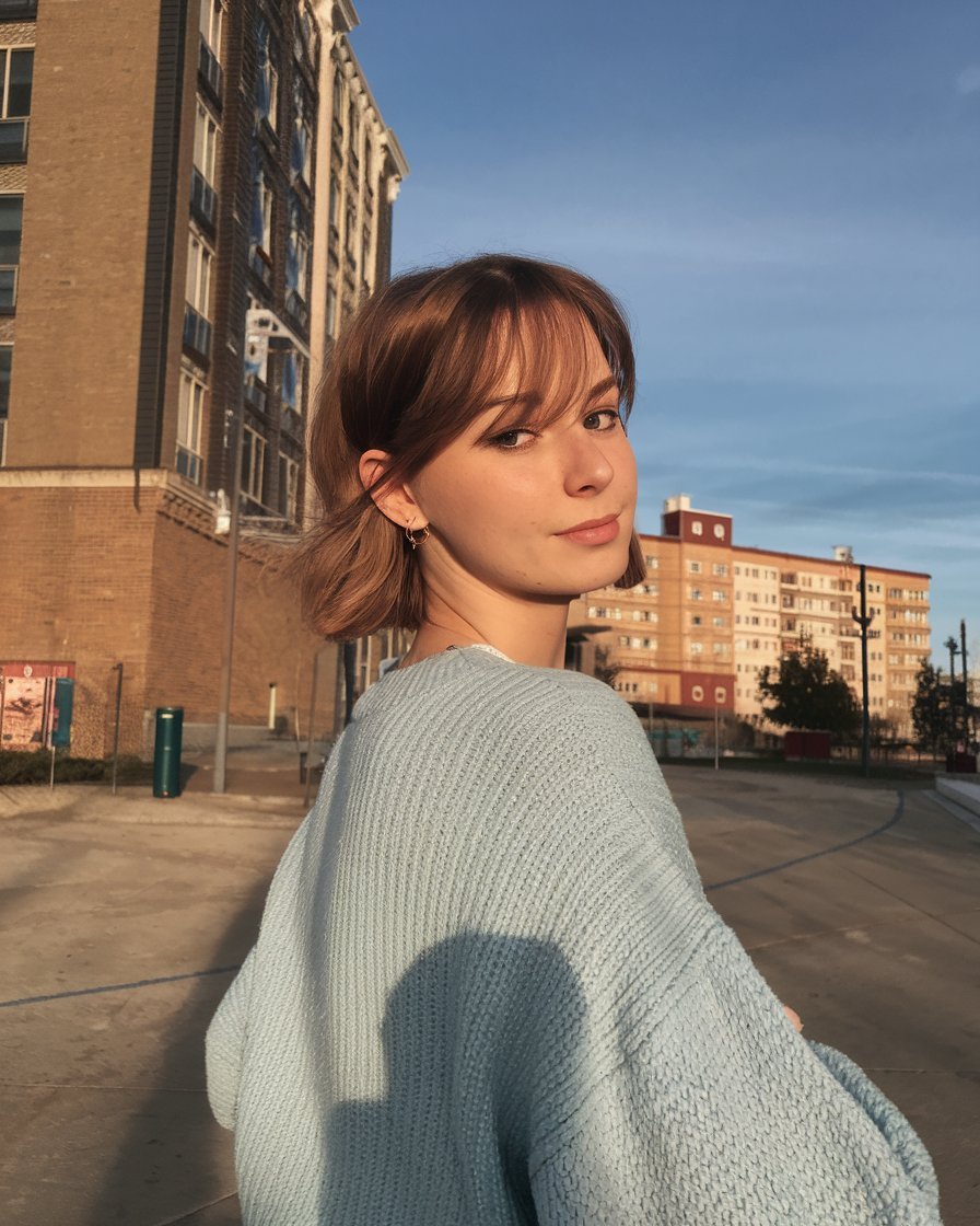 Sunlit Layers with Baby Bangs