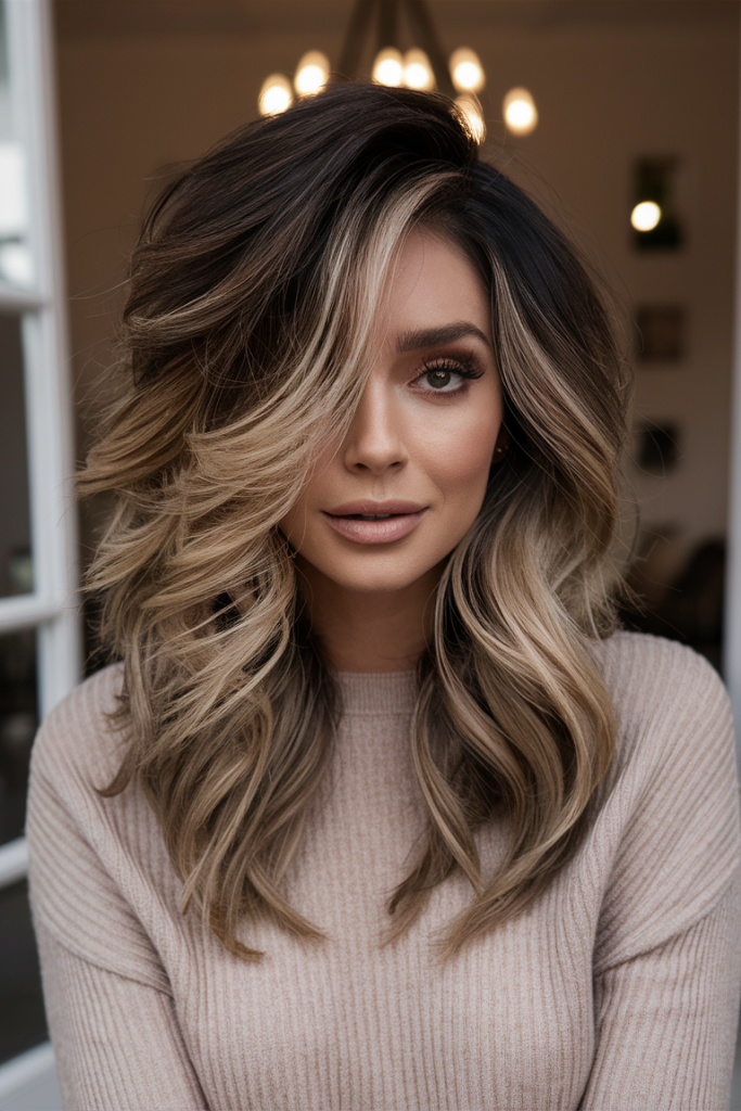 Textured Lob with Face-Framing Highlights