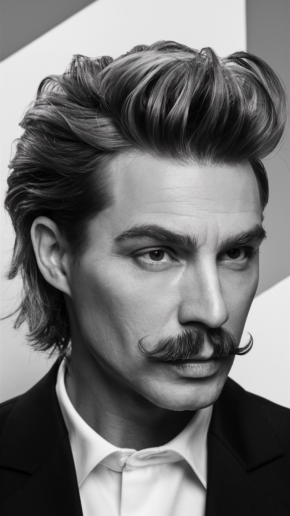 Textured Waves with Classic Mustache