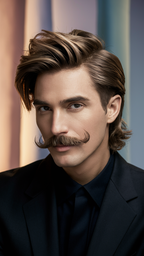 Textured Waves with Classic Mustache