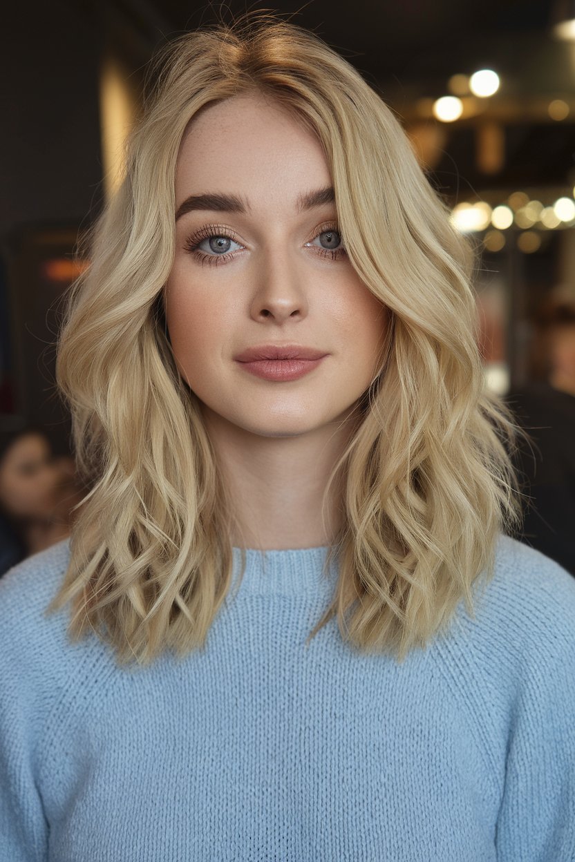 Tousled Blonde Layers with a Center Part