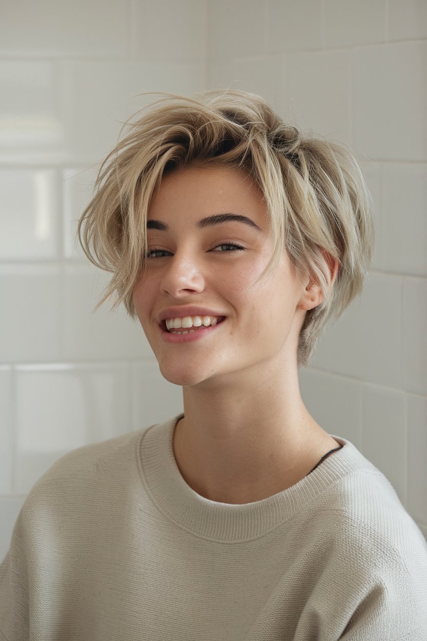 Tousled Bob with Side-Swept Bangs